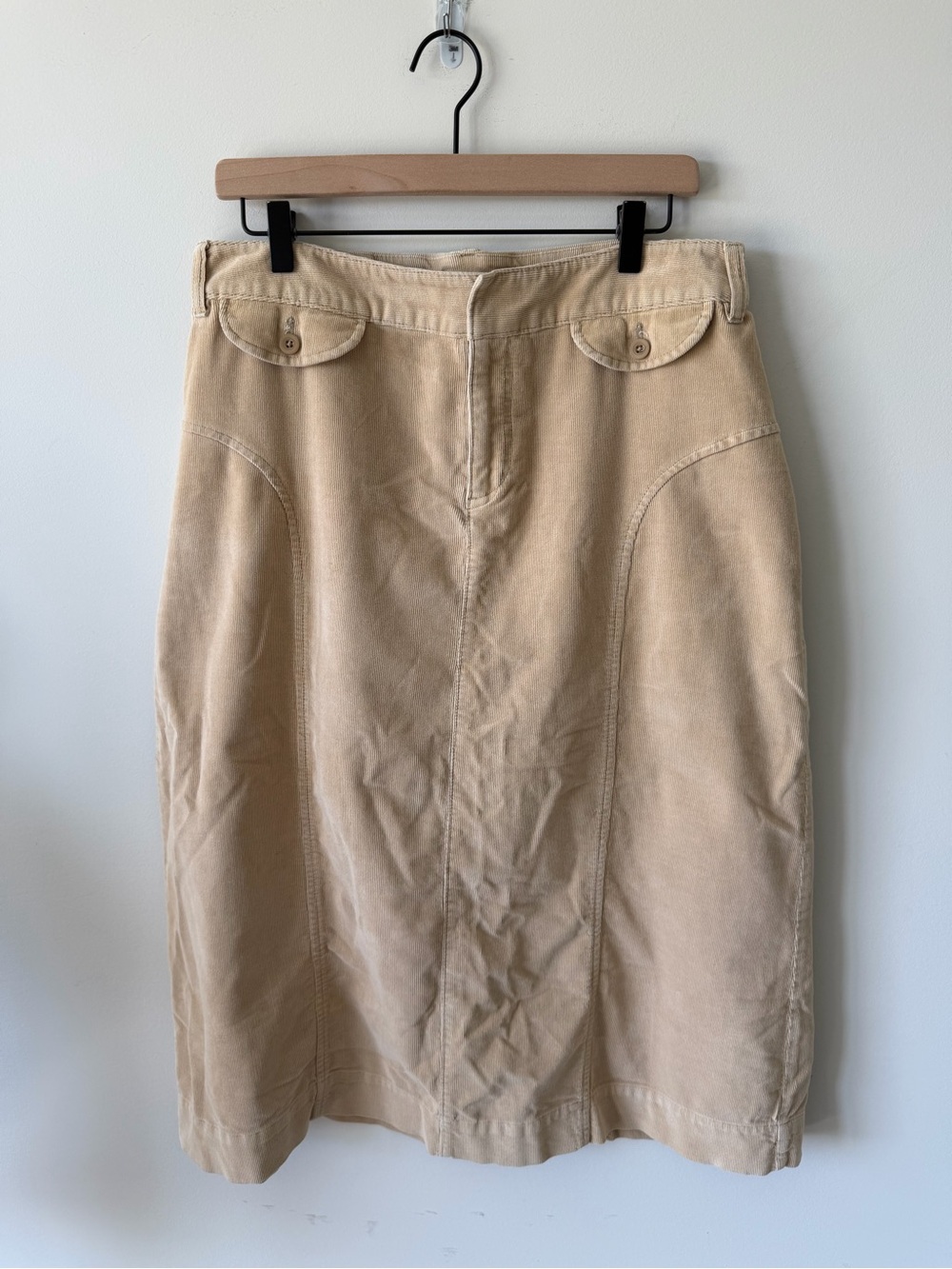 Croft & Barrow Tan Corduroy Midi A-Line Skirt 100% Cotton